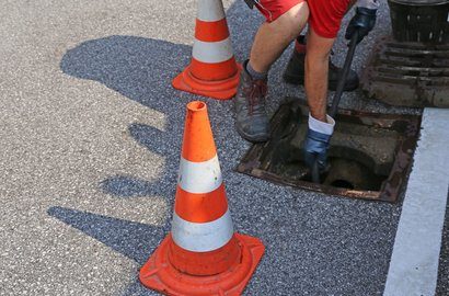 CCTV camera inspection at a manhole
