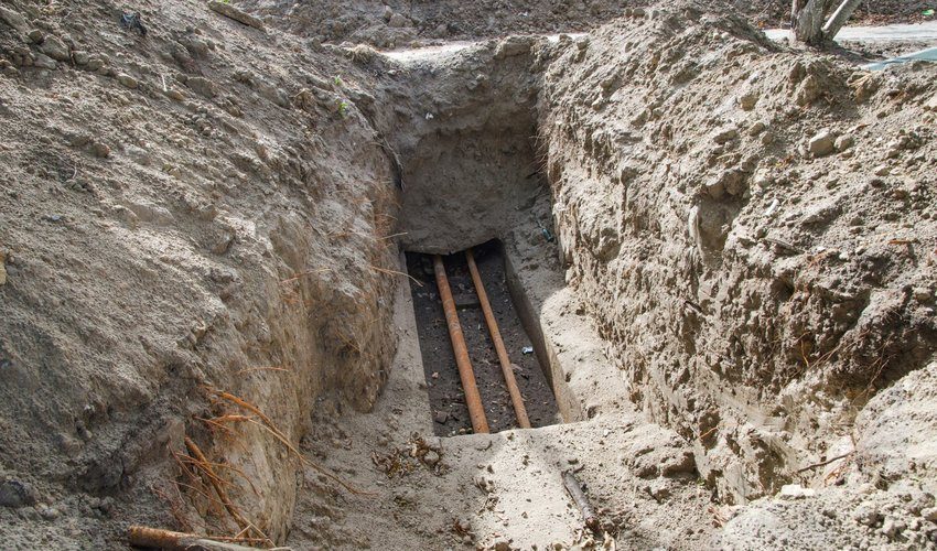 Drain pipes exposed for repair